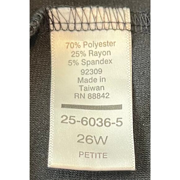 WOMAN WITHIN HIGH-RISE STRAIGHT LEG PULL-ON PANTS, WOMENS-26W PETITE-SOLID BLACK - Picture 10 of 11